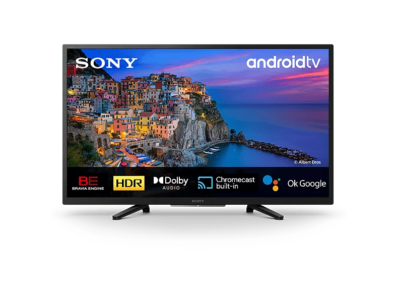 TV LED 32" - Sony 32W800, HDR, Android TV, Smart DVB-T2 (H.265), Procesador Bravia Engine, Asistente de Voz, Negro