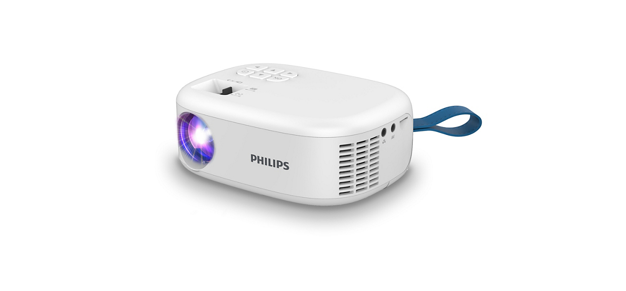 Proyector - Philips NPX113, True HD 720p, 30000 h, hasta 65", LED, HDMI, Blanco