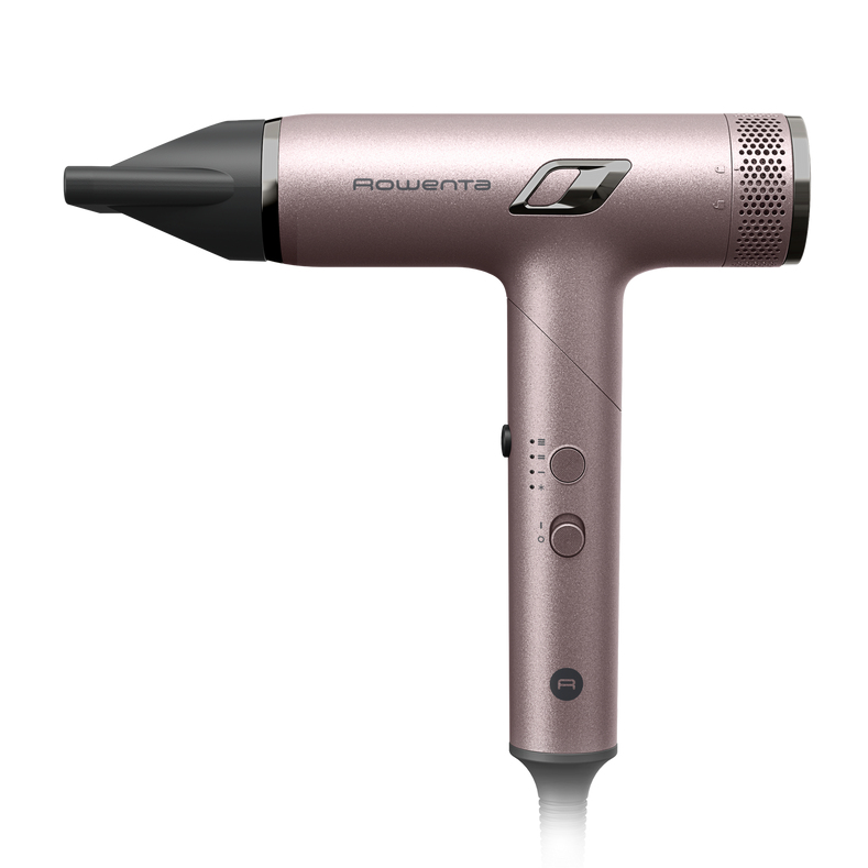 Secador - Rowenta Nano HY8530, Tecnología iónica, Velocidad de aire 266 km/h, 310g, Plegable, 1700W, 3 Temperaturas, 2 boquillas, Funda, Rosa