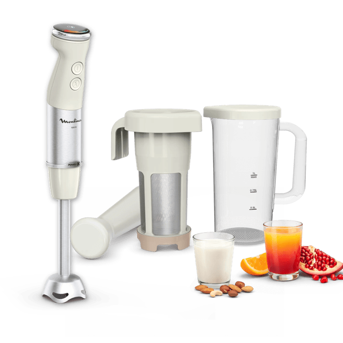 Moulinex Easy Milker & Quickchef+, Robot de hacer leche vegetal con batidora de mano, Cuchillas Powelix, 20 velocidades
