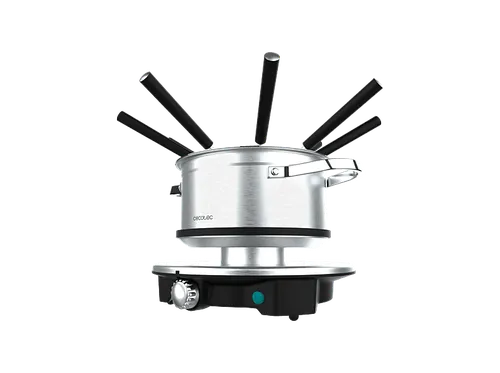 Fondue - Cecotec Eléctrica Fun Gourmetfondue Advance, 1500 W, 1.7 l, 8 Tenedores, Acero Inoxidable