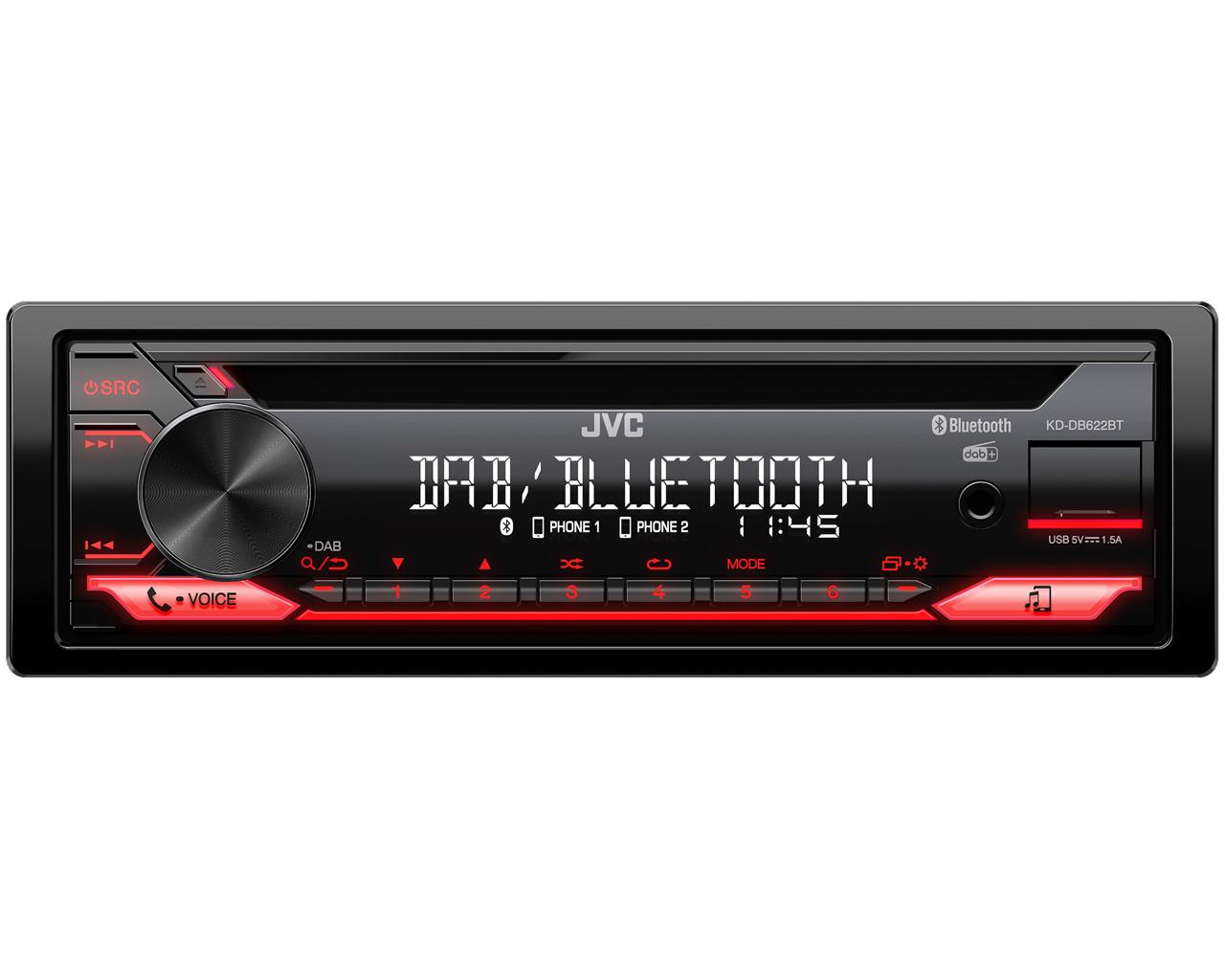 Autorradio JVC Negro 1 DIN Bluetooth DAB+ KD-DB622BT