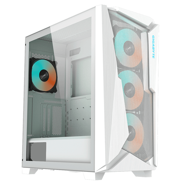 CAJA GIGABYTE GB-C301GW,SEMITORRE,ATX,F:120MM X3 (ARGB),R:120MM X1 (ARGB),2X3.5"/2.5"+2X2.5"2USB3.0+1 USB TYPE C,BLANCA+VENTANA TRANSPARENTE