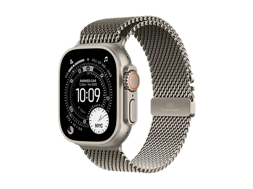 Apple Watch Ultra 3 (2025), GPS+CEL, 49 mm, Caja de Titanio Natural, Correa Titanium Milanese Loop M, Calidad del sueño, Via satélite