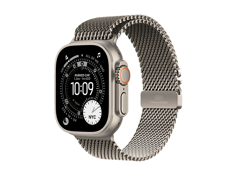 Apple Watch Ultra 3 GPS + Cellular 49mm Natural Titanium Case with Natural Titanium Milanese Loop - Small