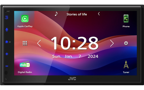 Autorradio JVC Negro CarPlay Android Auto Inalámbrico 6,8 pulgadas KW-M595DBT