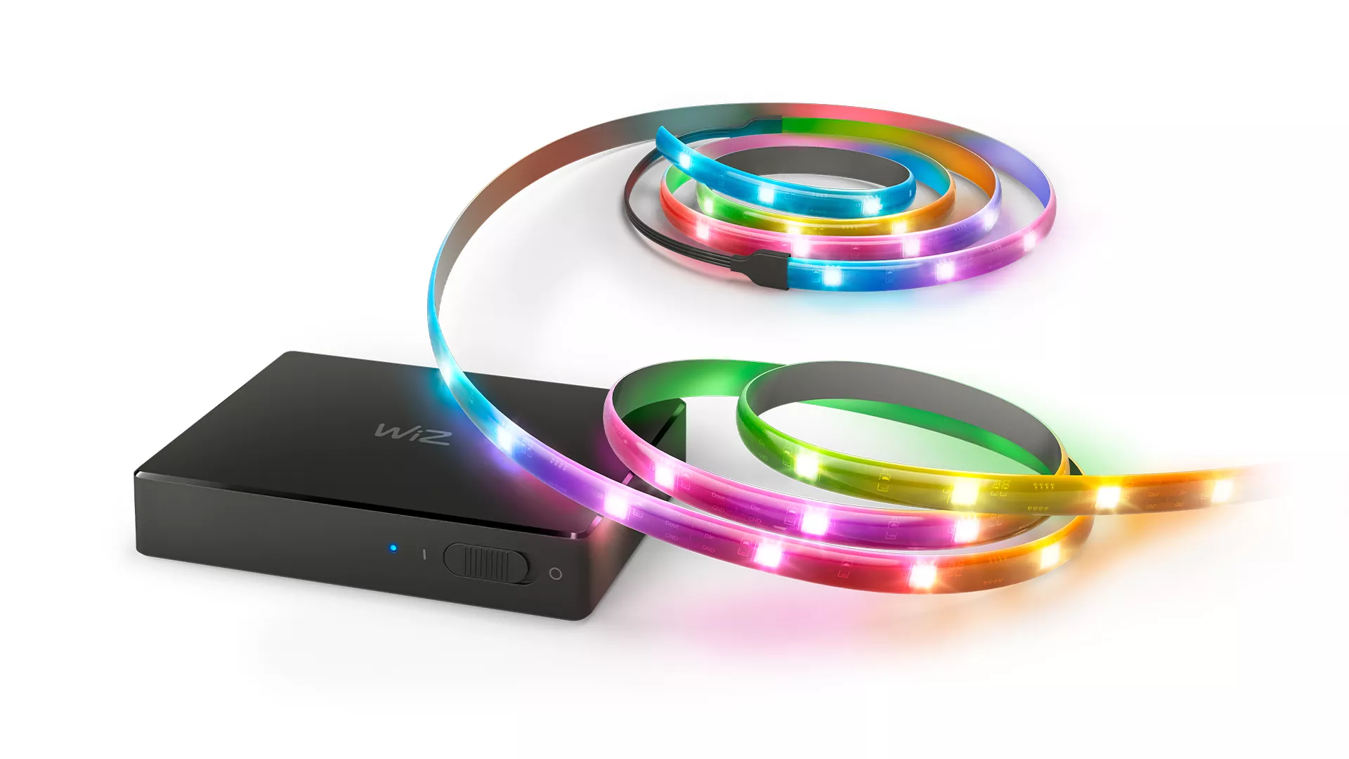 Sincronizador Luces LED TV - WiZ HDMI Sync Box+Tira Gradient RGBIC 75-85", Box 4K (60Hz), Control App+Voz, Sincroniza Películas+Música