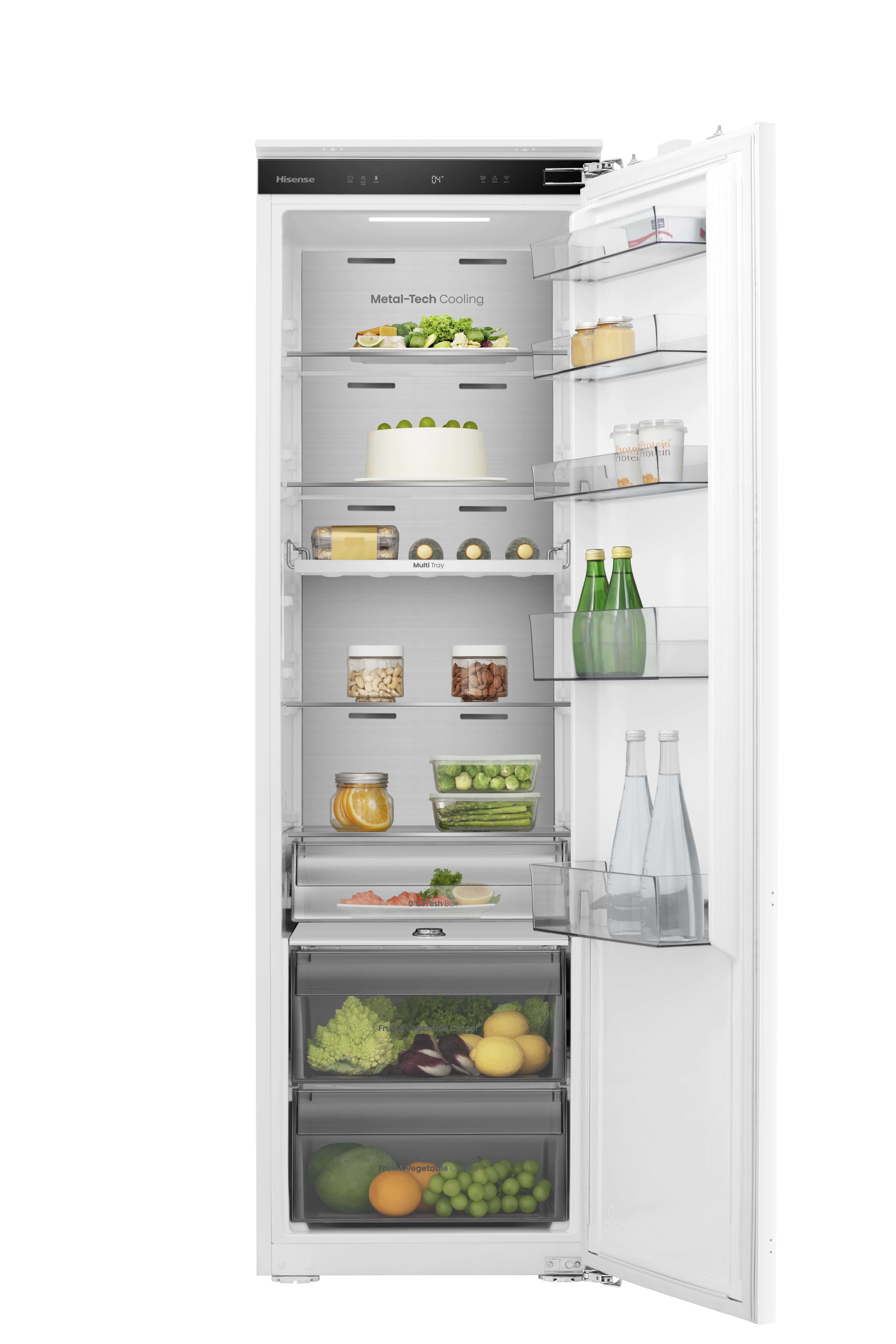 Frigorífico una puerta integrable - Hisense RL3B303SAWE, No Frost, 177.2 cm, 280 l, Multi Air Flow, Motor Inverter, Sin panelar