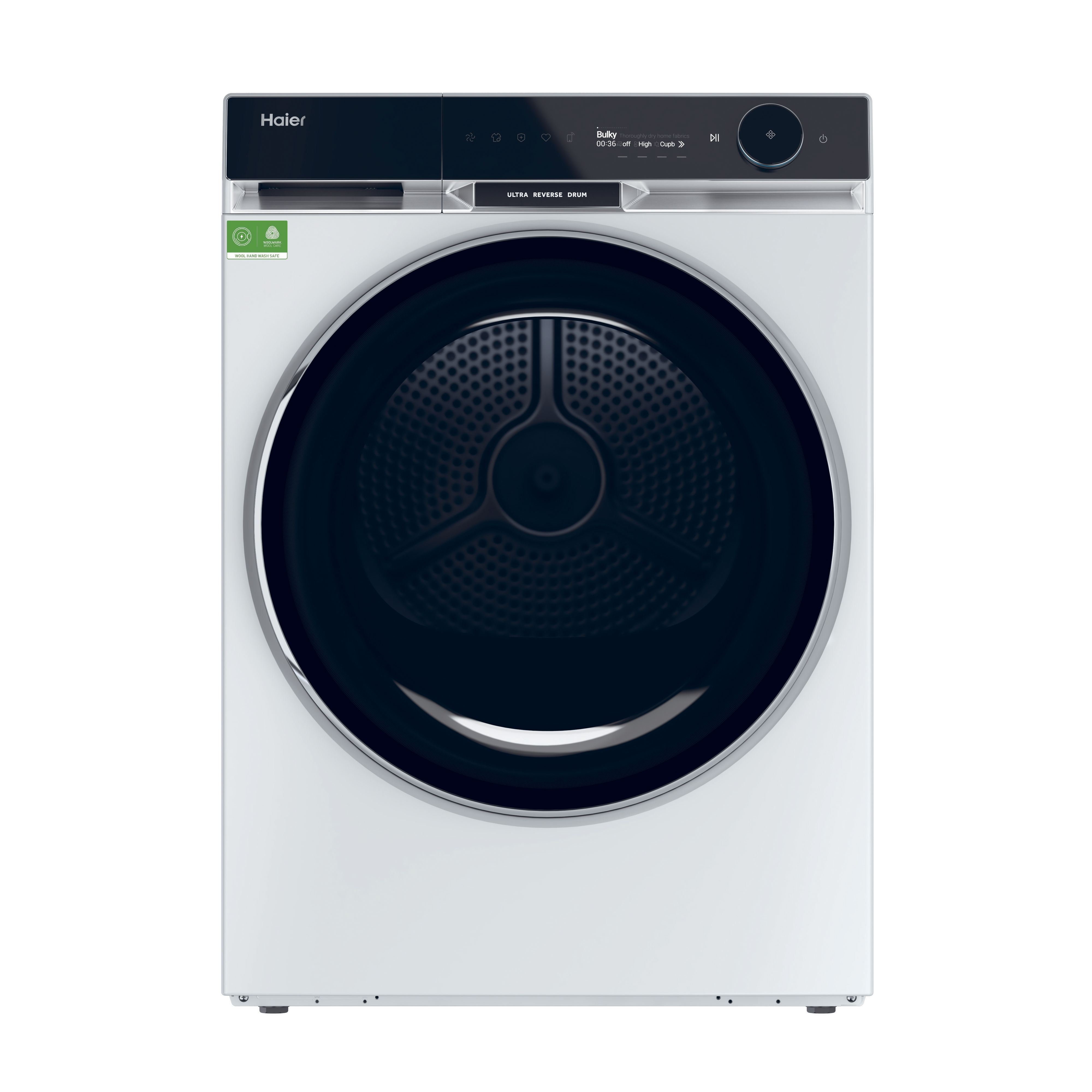 Secadora bomba de calor - Haier HD90-A3Q397U1-S X Series 11, 9 kg, 17 programas, Ultra Reverse Drum, Wi-Fi, Blanco