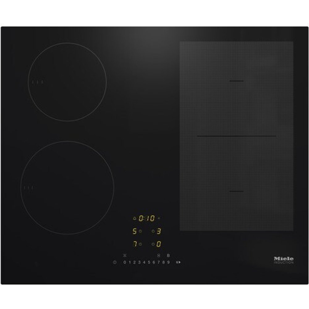 Placa inducción - Miele KM 7466 FL 125 Edition, 3 zonas, Zona grande 23 cm, Zonas PoweFlex, 62 Negro