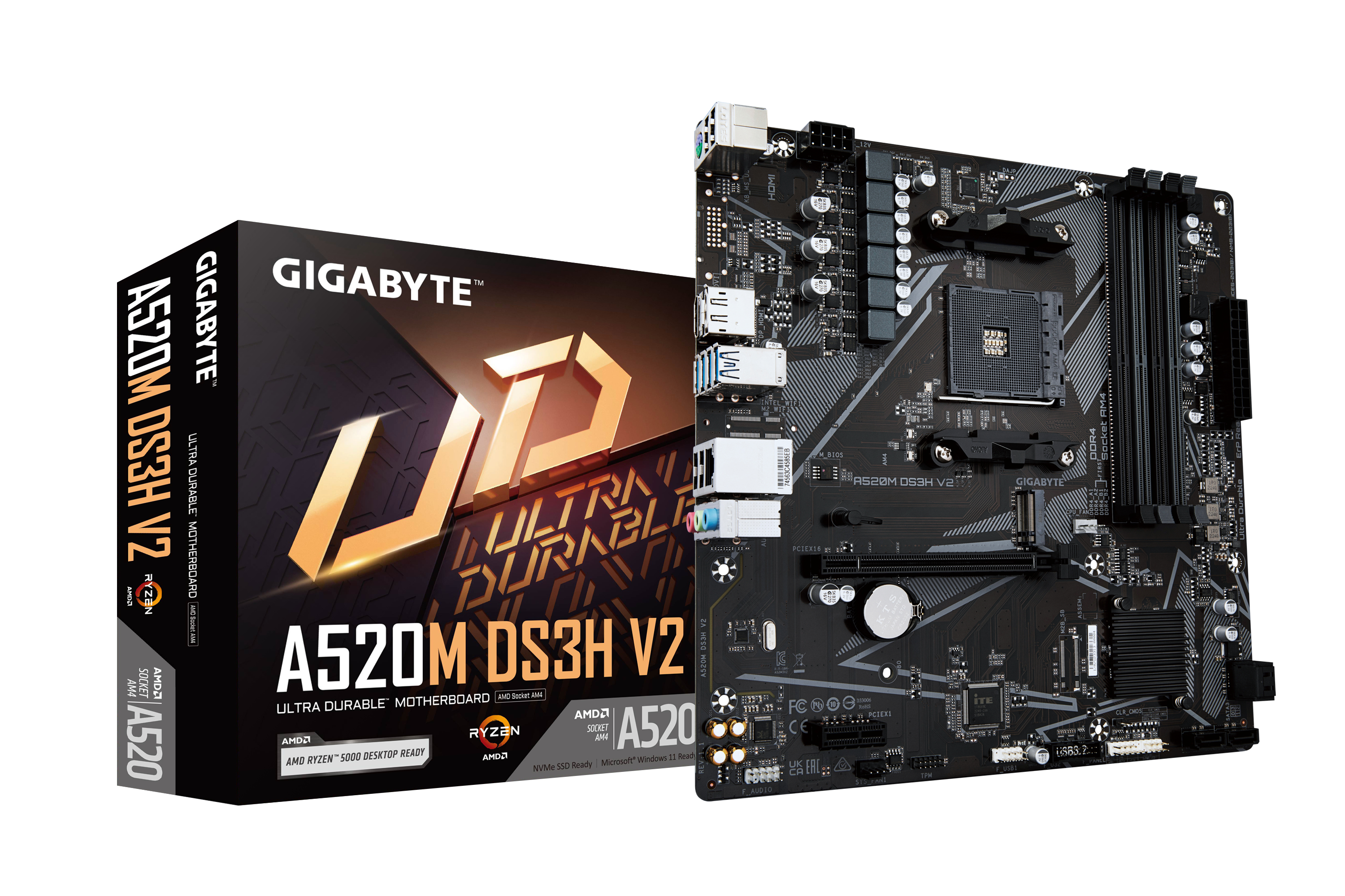 GIGABYTE A520M DS3H V2 placa base Zócalo AM4 micro ATX A520M DS3H V2