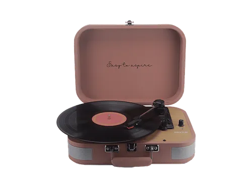 Tocadiscos - Prixton VC600, Correa de Transmisión, Bluetooth, 33/45/78 rpm, Dos Altavoces Estéreo 5W, Mocha Mousse
