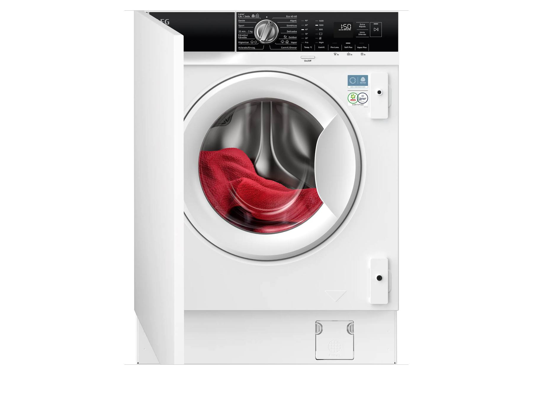 AEG - Lavadora integrable AEG 8 Kg - 1400 rpm, TimeSave, Vapor, Serie 7000 - LFU7G8434F.