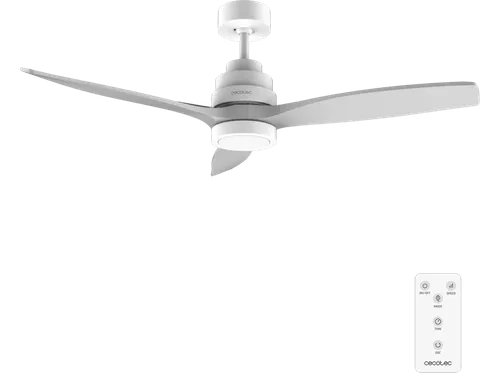 Ventilador de techo - Cecotec EnergySilence Aero 5200 White Design Expert, 38 W, Motor DC, 52", Luz LED, Mando, Temporizador 8 h, Gris