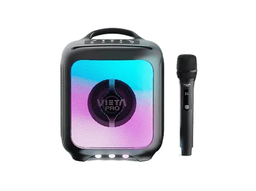 Altavoz gran potencia - Vieta Pro Party 55, 25 W, Con batería, Autonomía 9 h, Luces RGB, Bass Boost, True Wireless Stereo, Negro