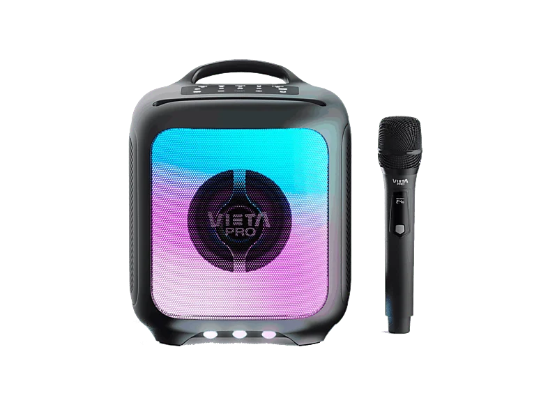 Altavoz gran potencia - Vieta Pro Party 55, 25 W, Con batería, Autonomía 9 h, Luces RGB, Bass Boost, True Wireless Stereo, Negro