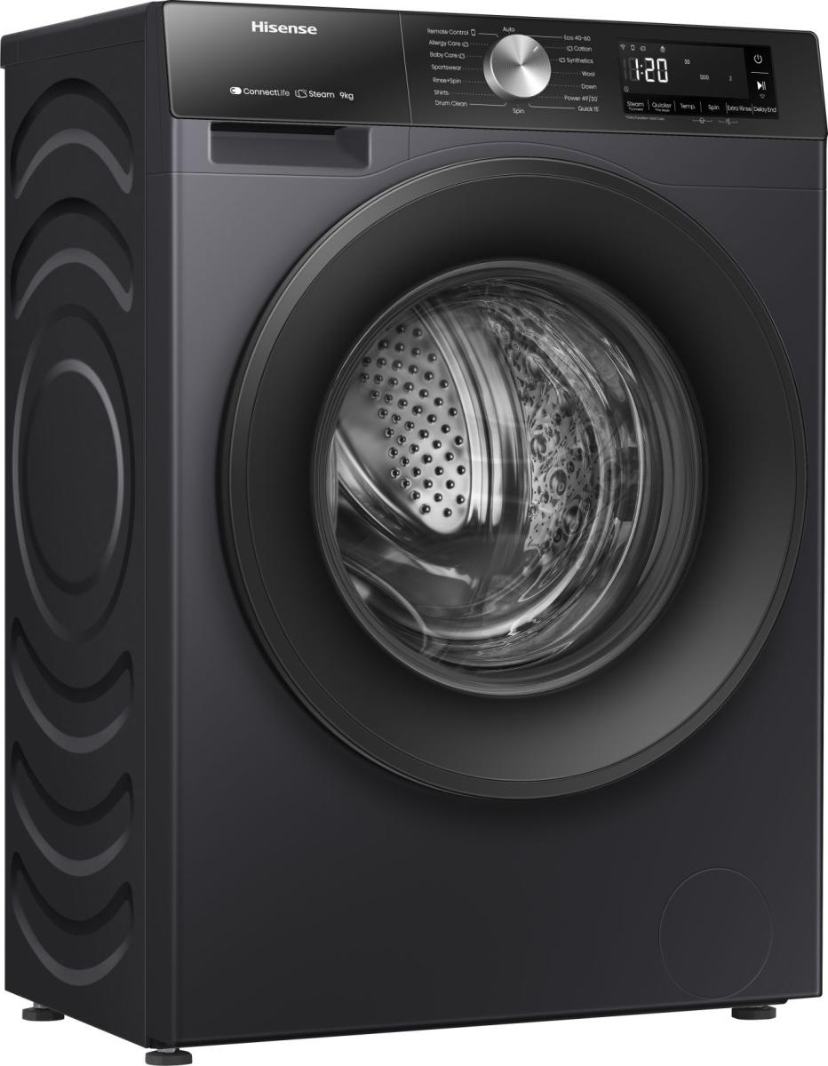 Lavadora carga frontal - Hisense WF3S9043BB3, 9 Kg, 1400 rpm, 14 programas, WiFi&Bluetooth, Smart Assist, Negro