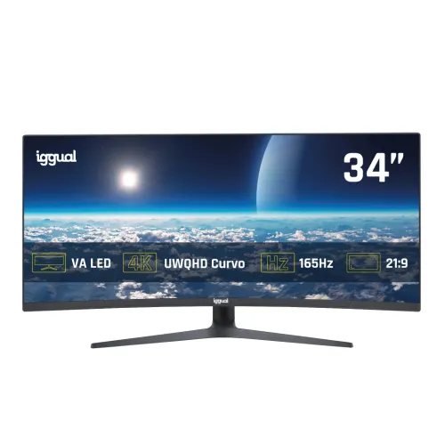 IGGUAL Monitor 34" UWQHD 1ms 2DP 2HDMI MM AA Curvo 34" LED VA Wide Quad HD HDMI Altavoces