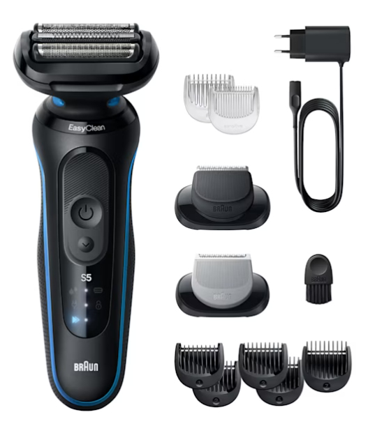 Afeitadora Braun Series 5 Carga Rápida 5min Seco y Mojado Negro/Azul 52-B1650S