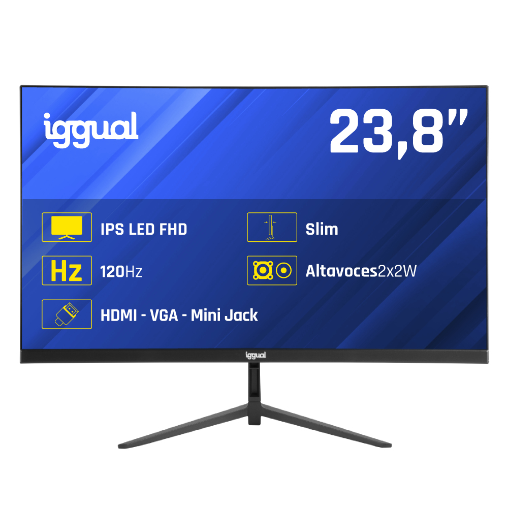 IGGUAL Monitor 24" 1ms FHD 120Hz VGA HDMI DP MM 23.8" LED IPS Full HD HDMI VGA Altavoces