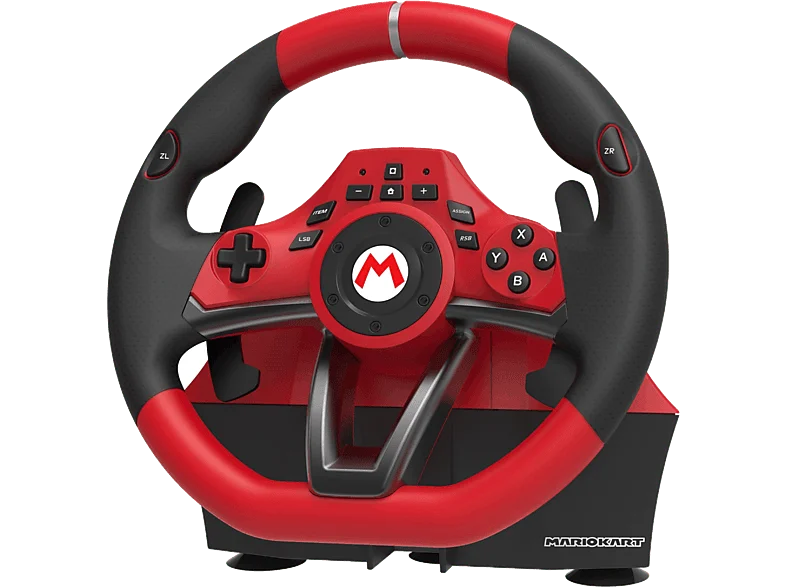 Volante - Hori Mario Kart Pro Deluxe, Para Nintendo Switch 1 y 2, PC, Pedales, USB, Rojo