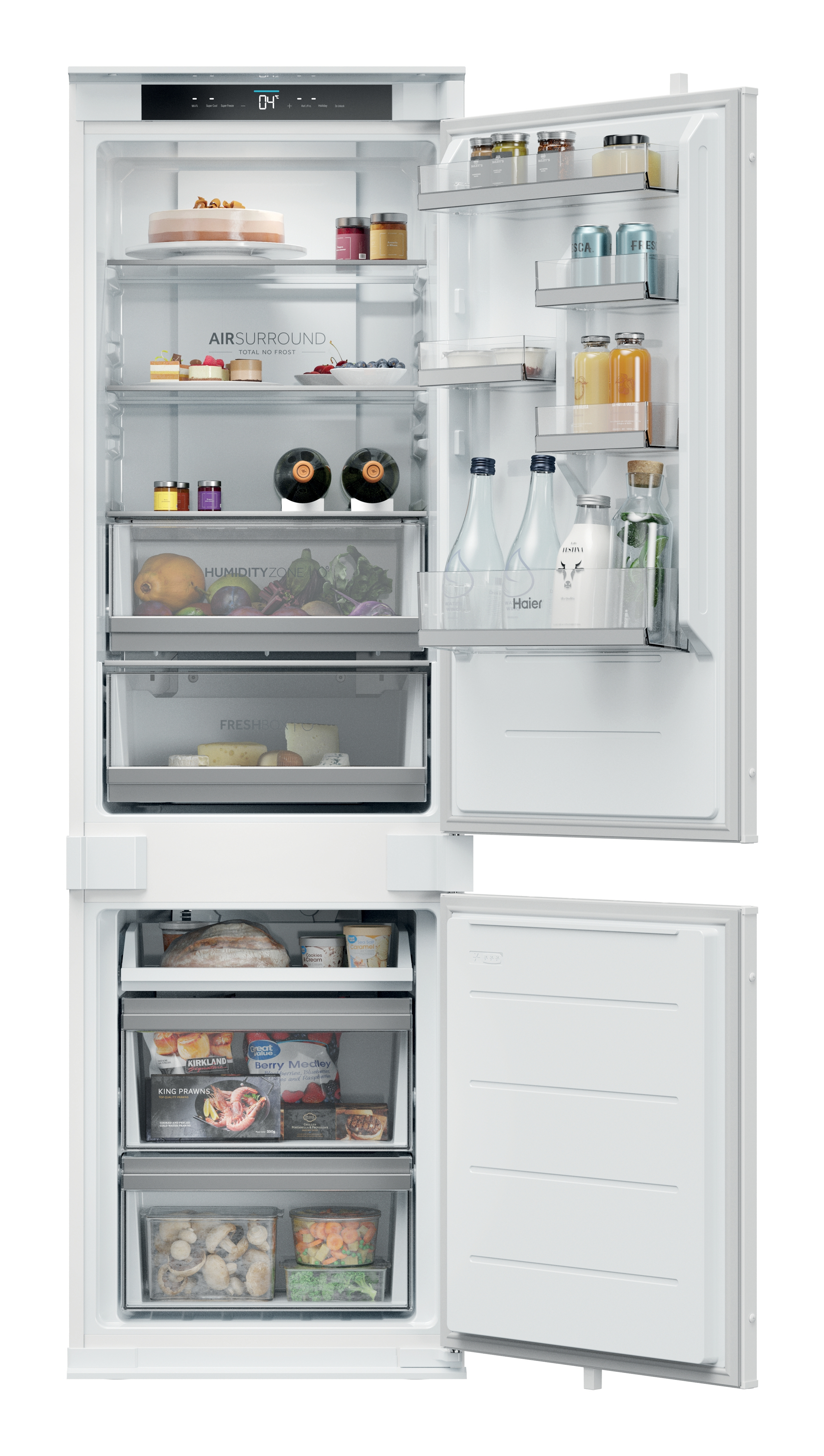 Frigorífico combi integrable - Haier HBQW5518E, TNF Duo Cooling, 177.2 cm, 251 l, Sin Panelar
