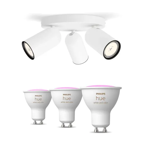 Philips Hue Pack: X3 Focos Philips Pongee (blanco) + 3 Bombillas Gu10 Rgb