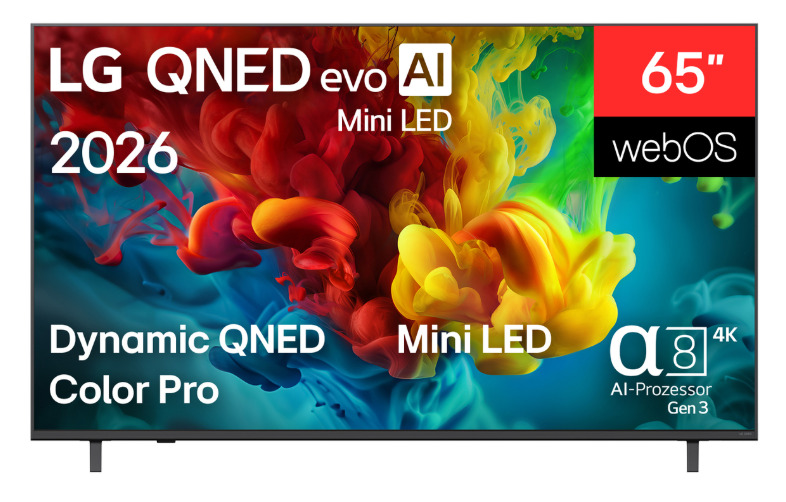 TV QNED Mini LED 65" - LG 65QNED82B6B, UHD 4K, Procesador Inteligente α8 AI Processor 4K Gen3, Smart TV, DVB-T2 (H.265), Negro