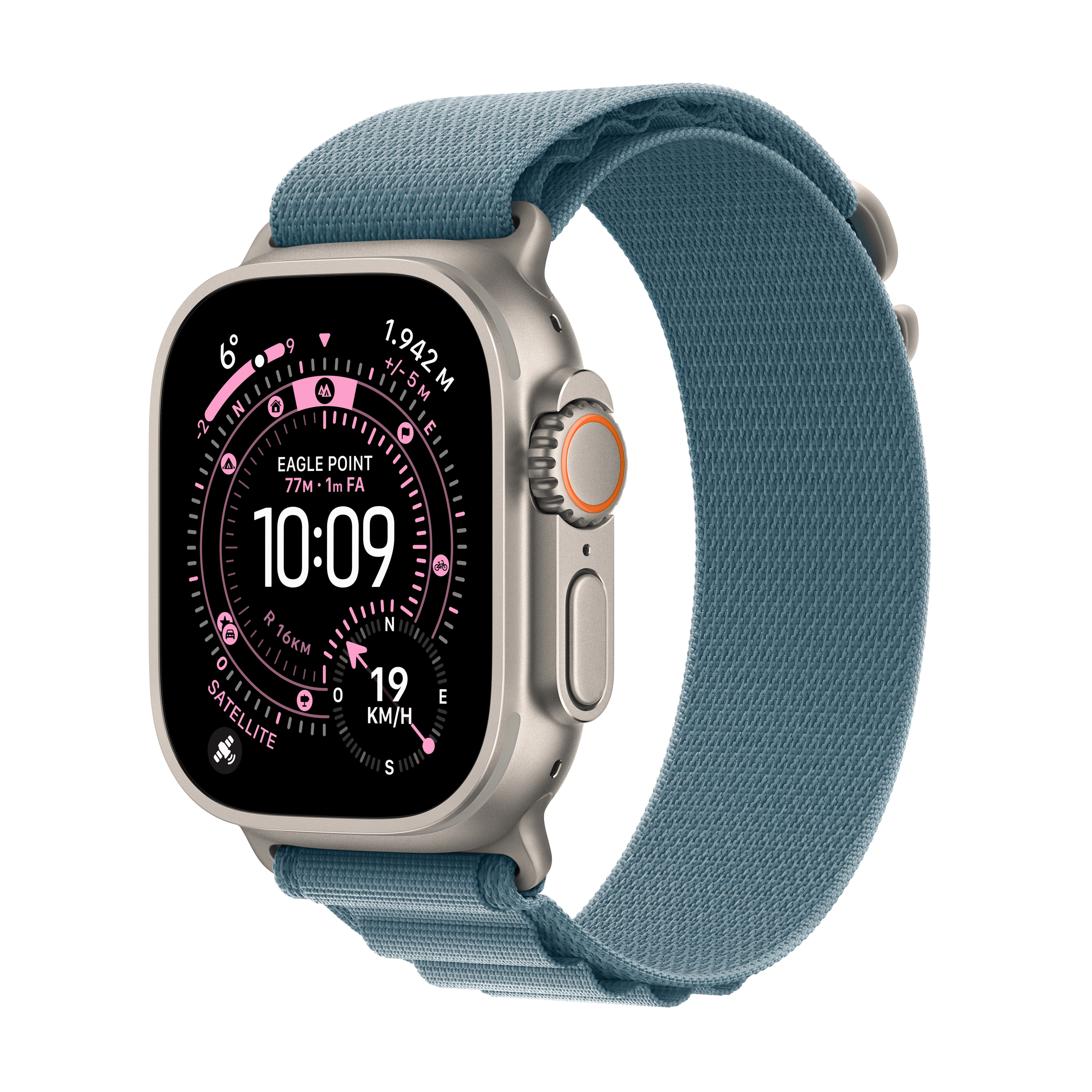 Apple Watch Ultra 3 GPS + Cellular 49mm Natural Titanium Case with Light Blue Alpine Loop - Medium
