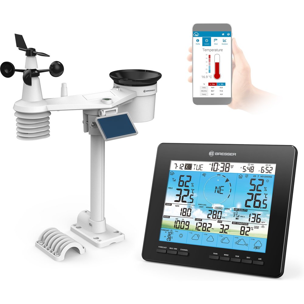 Bresser - Estación Meteorológica Wi-Fi 4CAST Pro con Multisensor Energía Solar.