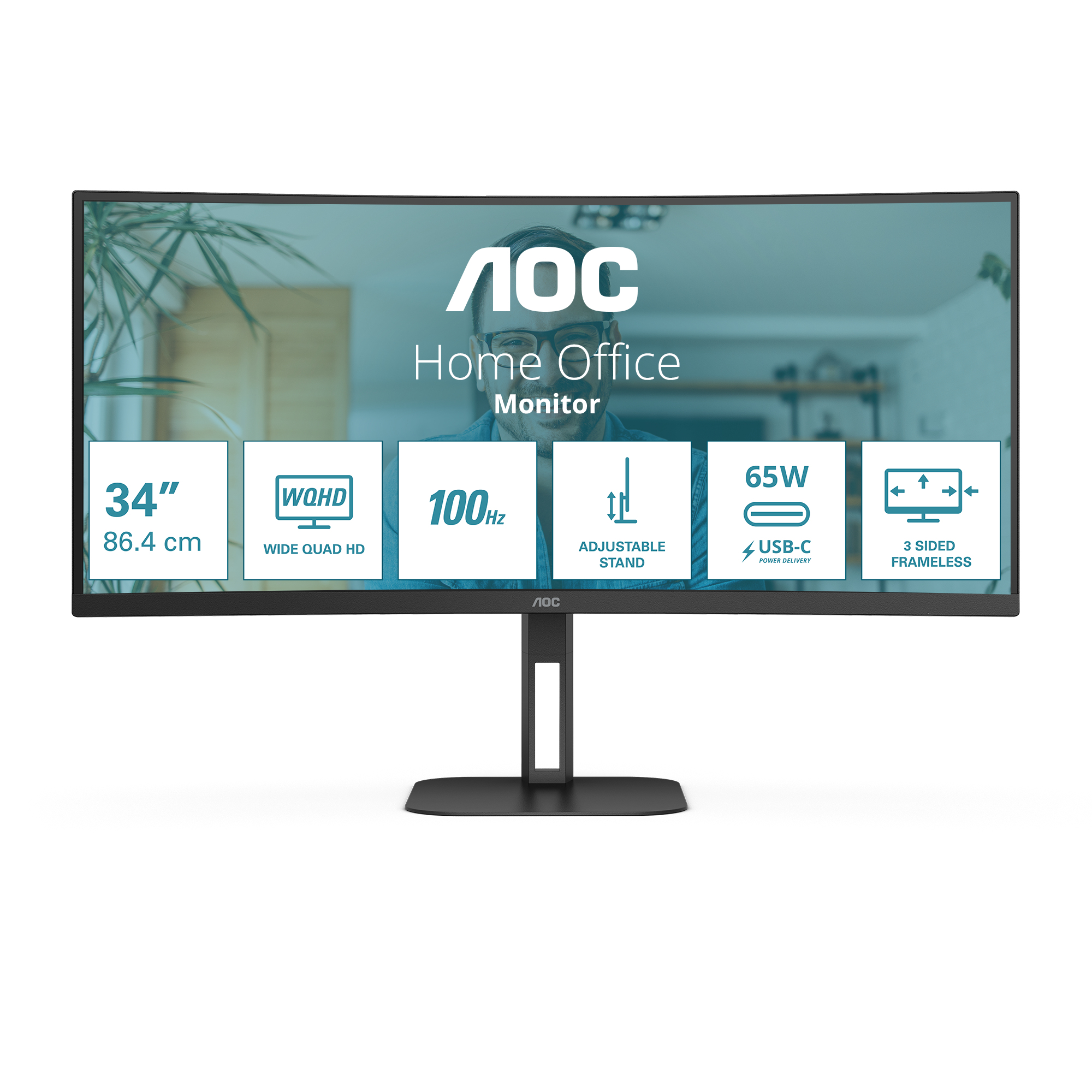 AOC V5 CU34V5C/BK pantalla para PC 86,4 cm (34") 3440 x CU34V5C/BK
