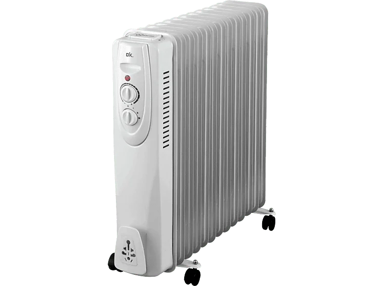 Radiador de aceite - ok. ORO 1112524 ES, 2500W, 3 niveles calor, 11 elementos, Protección sobrecalentamiento, Blanco
