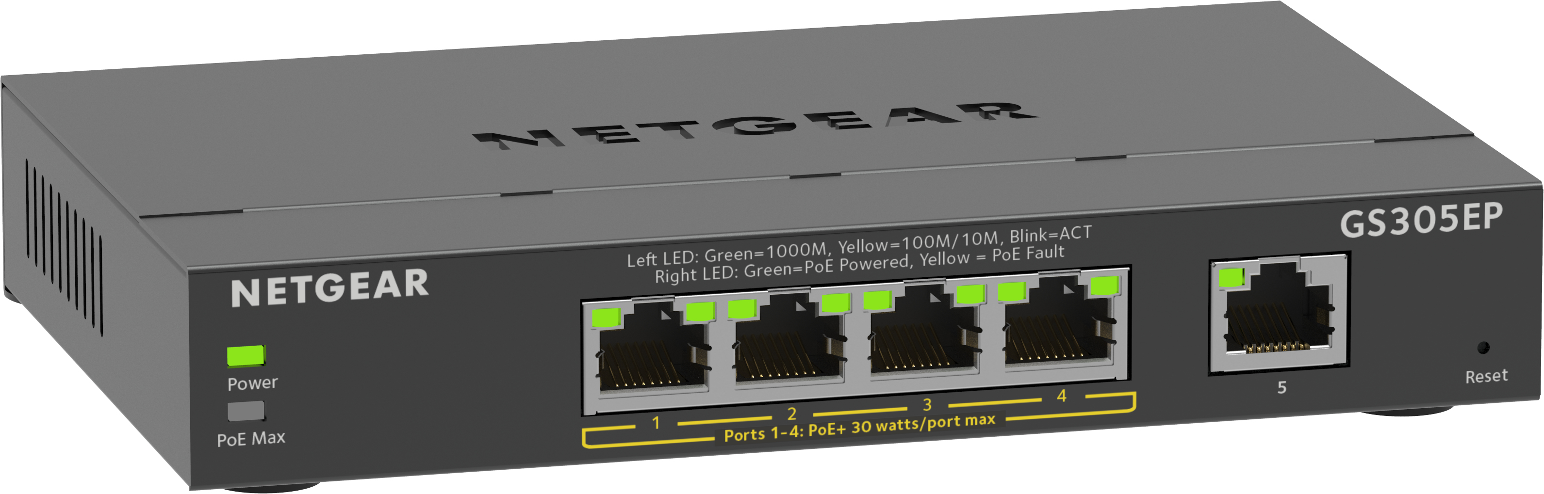 NETGEAR 5-Port Gigabit Ethernet PoE+ Plus Switch GS305EP-100PES