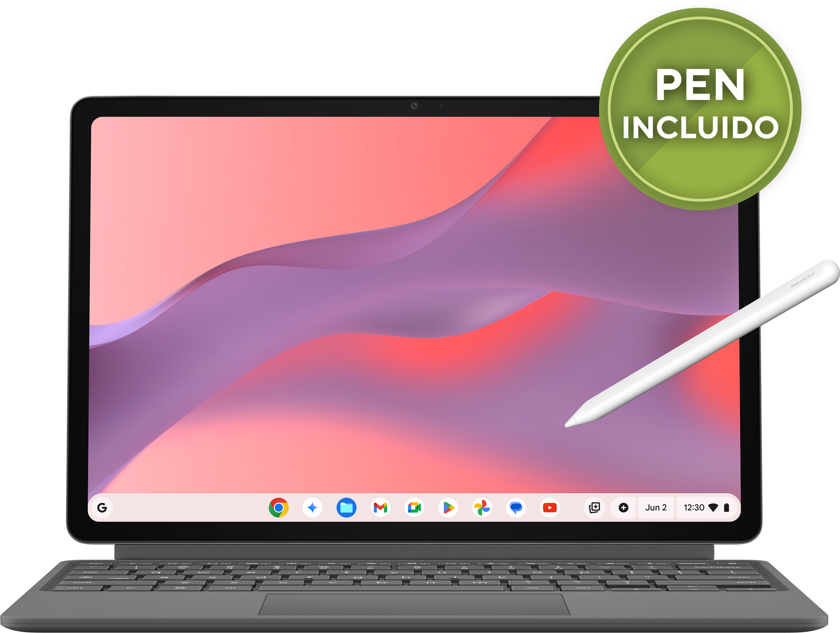 Convertible 2 en 1 - ASUS CM3206DM4A-TR0074, 12.1 Zoll WQXGA, MediaTek Kompanio 540, 8GB, 128GB EMMC, Mali-G57, Google ChromeOS, Sin cargador
