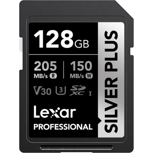 Tarjeta de memoria Lexar Professional Silver Plus SDXC 128GB V30 U3 UHS-I