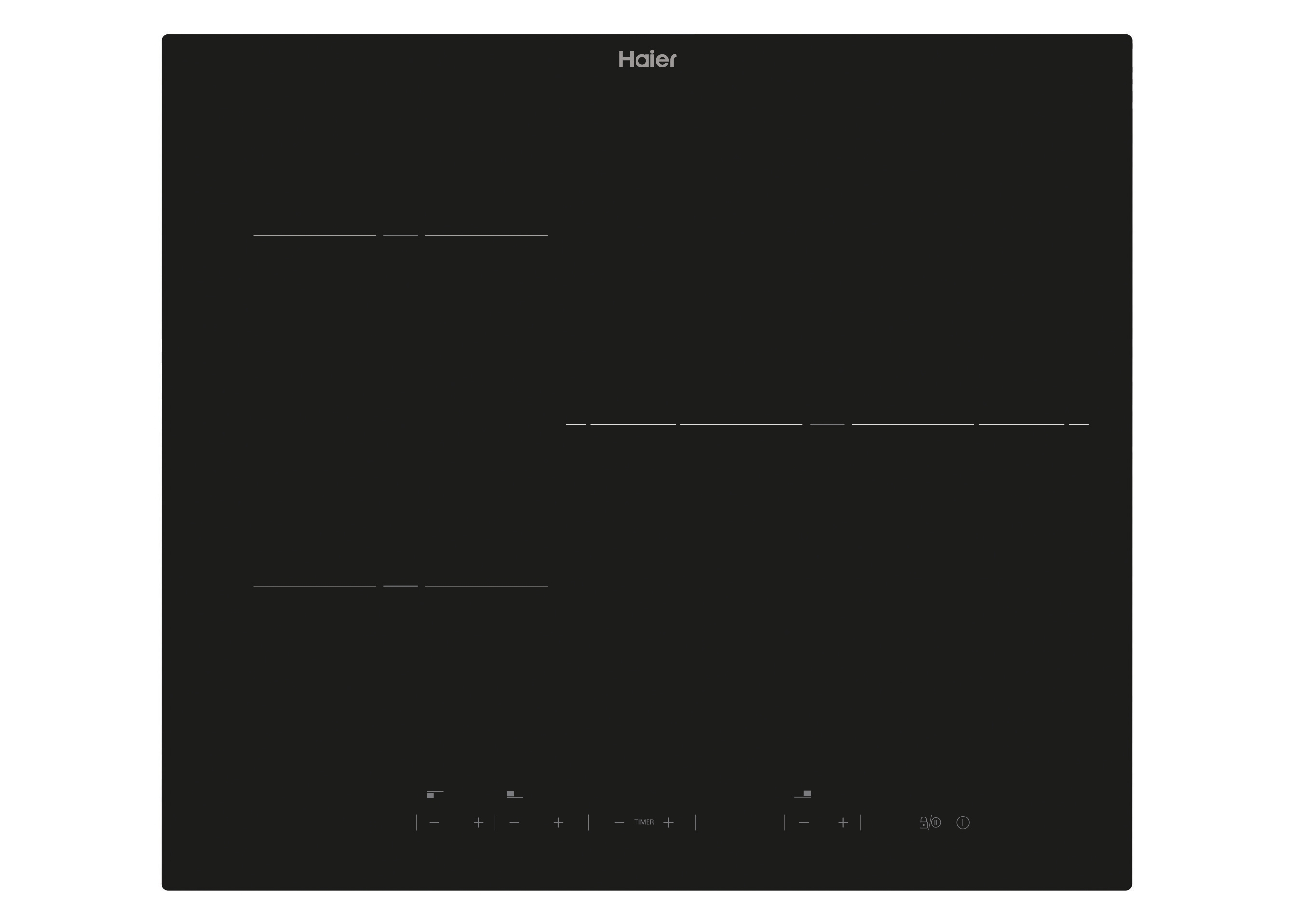 Placa inducción - Haier HAI63DC, 3 Zonas, Zona gigante de 32 cm, 9 Niveles potencia + Booster, Negro