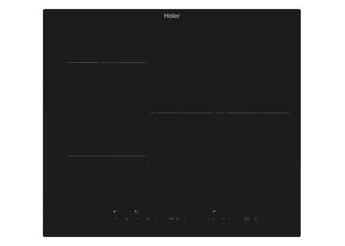 Placa inducción - Haier HAI63DC, 3 Zonas, Zona gigante de 32 cm, 9 Niveles potencia + Booster, Negro