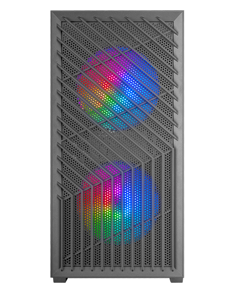 CAJA MICROATX GAMING MARS GAMING MCVORTEX CRISTAL TEMPLADO FRONTAL MESH GPU 273mm 1x3.5 2x2.5 NEGRO