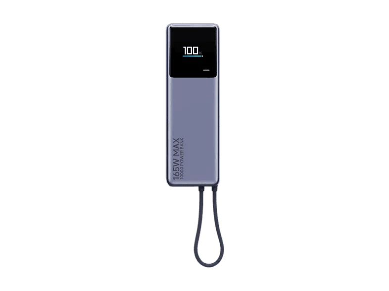 Powerbank - Xiaomi PB1165M, 10000 mAh, 1x USB-C, 165W, Cable Integrado, Pantalla Inteligente a Color, Gris metálico