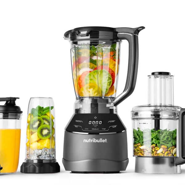 Batidora de vaso - nutribullet Triple Prep System, 1.500 W, Jarra 1.8 l, Procesador 1.65 Vasos portátiles 0.9 l y 0.7 Táctil, Negro