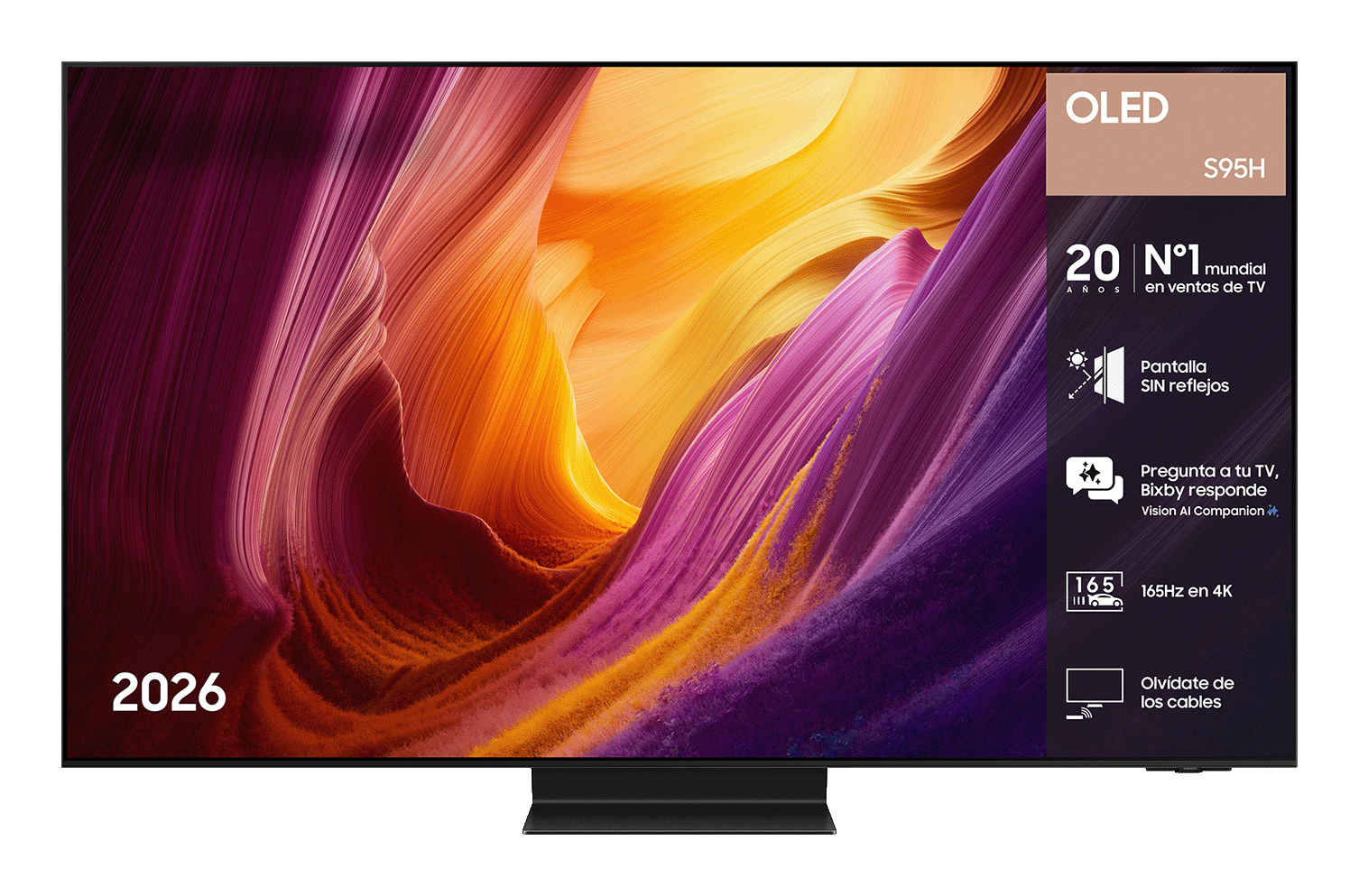 TV OLED 65" - Samsung TQ65S95HFTXXC, 4K, NQ4 AI Gen3 Processor, Smart TV, Tecnología Sin Reflejos, Full AI, Negro