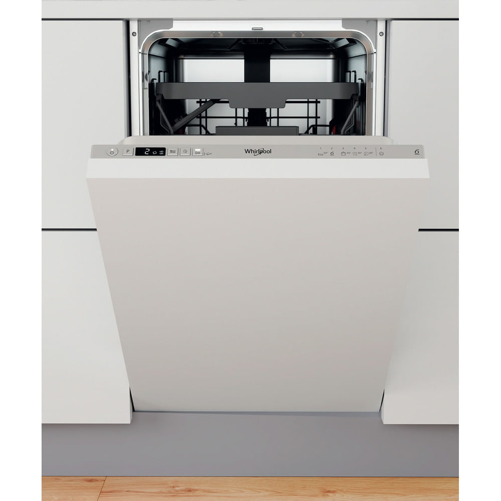 Lavavajillas integrable - Whirlpool WSIC 3M27 C, 10 servicios, 5 programas, 44.8 cm de ancho, FlexiSpace, Tecnología 6th SENSE, Sin panelar