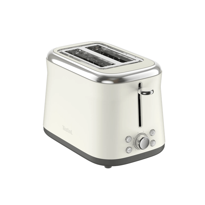 Tefal Collection, Tostadora de 2 ranuras, Acero Inoxidable, Diseño Retro, 8 niveles de tostado, Blanco