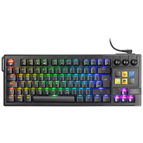 TECLADO MARS GAMING MKMASTERES USB-C/A TKL SMARTDECK 6 TECLAS LCD SOPORTE GIF RGB CABLE 1.5M NEGRO