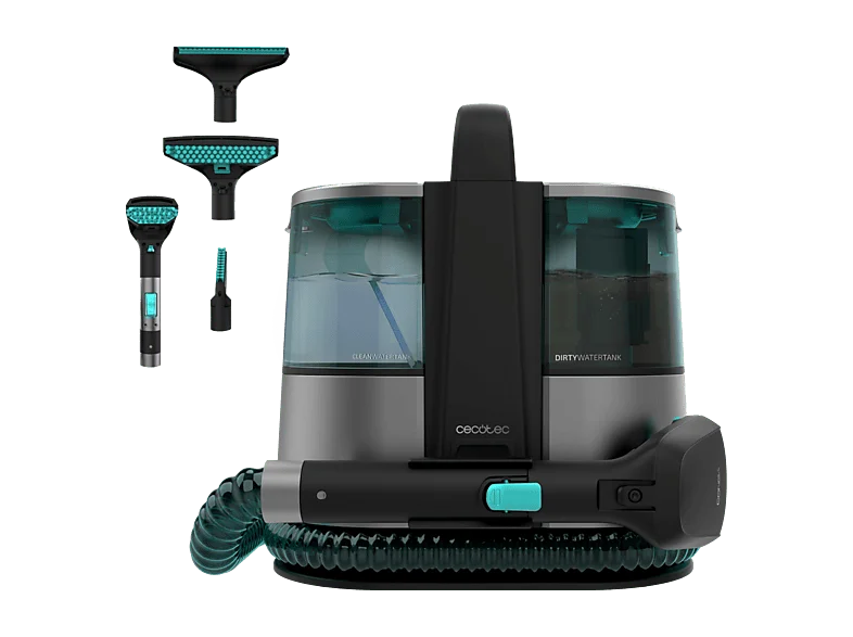 Aspirador de mano - Cecotec Conga 4000 Carpet&Spot Clean XL Advance, Potencia 600 W, 14 kPa, Pulverizador agua, 3 boquillas succión, Grey