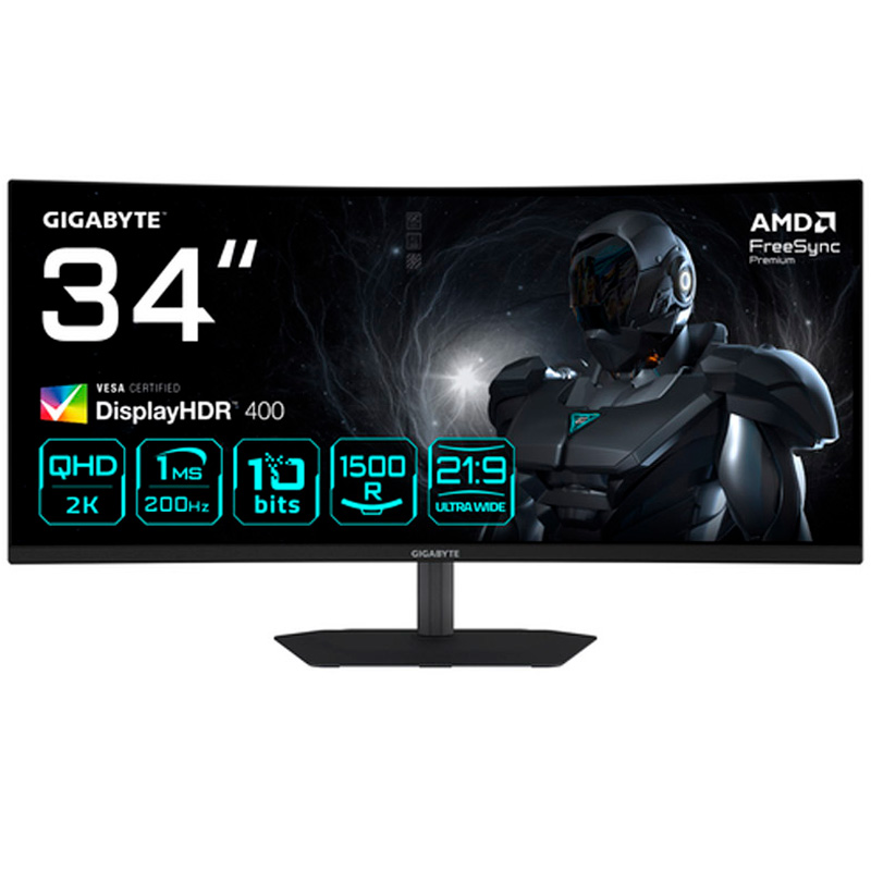 MONITOR GIGABYTE 34" G34WQC2,CURVO,VA,3440X1440,0.23PP,4000:1,1MS,200HZ,2HDMI+2DP,ALTAVOCES