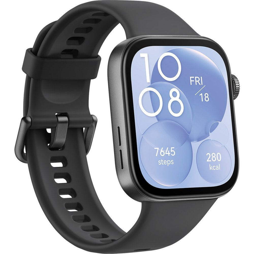 Smartwatch - Huawei Watch Fit 3, 1.82" AMOLED, Llamadas Bluetooth, 10 días batería, Compatible iOS Android, Correa Fluoroelastómero, Negro