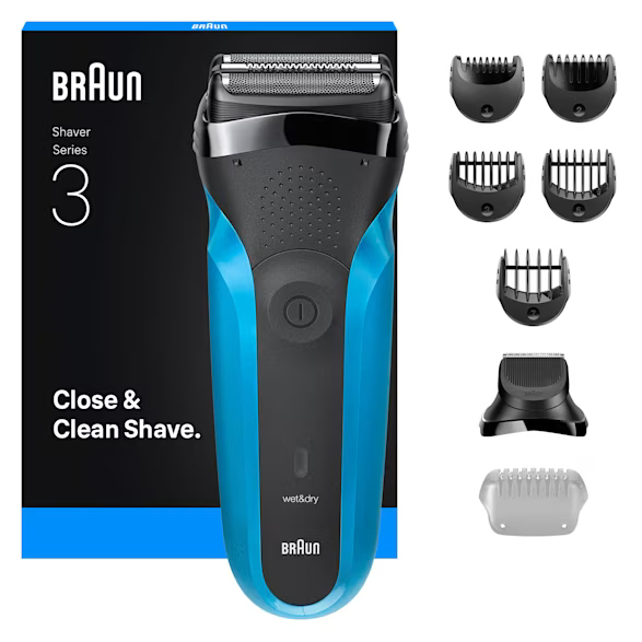 Afeitadora - Braun eléctrica Serie 3 310BT, 2 láminas Flex de afeitado, Wet&Dry, Azul