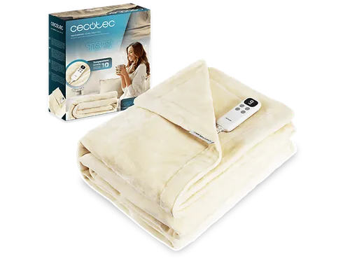 Manta eléctrica - Cecotec HeatConfort Calma (180 x 130), 115 W, 180 130 cm, 10 niveles, temporizador, Tecnología PTC + NTC, Crema