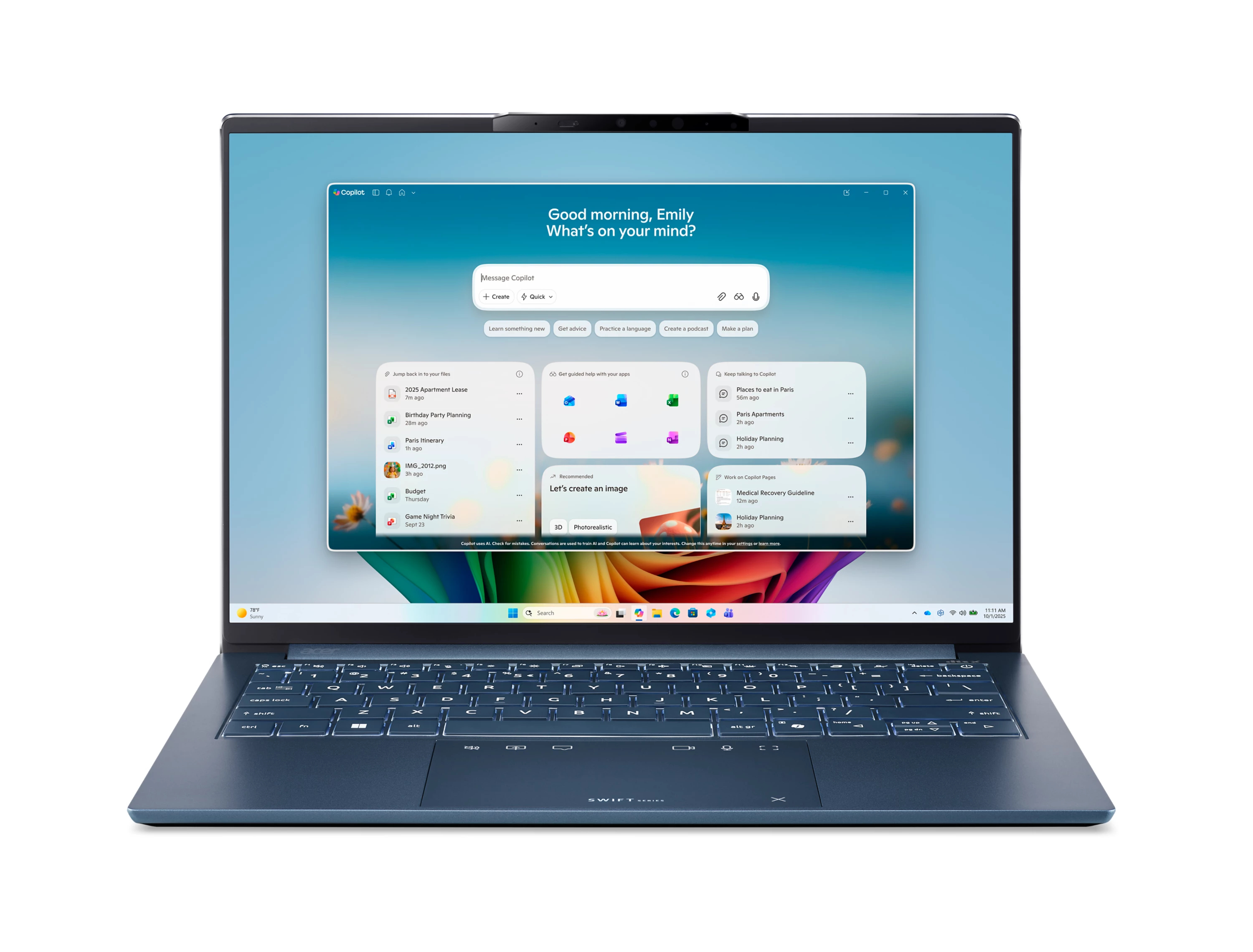 Portátil - Acer Swift Go 14 AI SFG14-I71-98M5, 14" WUXGA, Intel® Core™ Ultra 9 386H, 16GB RAM, 512 GB SSD, Graphics, Windows 11, Sin cargador
